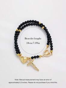 1件天主教宗教手链，既是念珠又是手链 | 仿珍珠珠手链，配十字架吊坠和心形磁铁 | 吊坠非常适合情侣周年纪念日、生日、情人节等场合作为礼物 - 聖裘德手鍊 - 查看 10