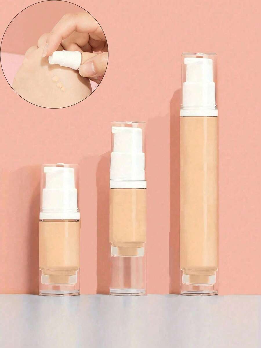 Bộ 3 lọ hút chân không du lịch với đầu bơm trong suốt, có thể nạp lại, thích hợp để tự làm kem nền, gel, serum, kem dưỡng ẩm, v.v. Bao bì mẫu mỹ phẩm mini, dụng cụ trang điểm di động. - Nhiều màu - Xem 1