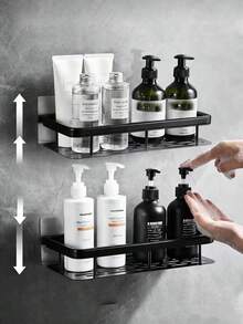 Shower Caddy Shelf- Self Adhesive No Drilling- Bathroom Shower Rack- Wall Mounted -Organizer With Rustproof Basket-Toilet And Kitchen Storage Bathroom Accessaries - Multicolor - View 2