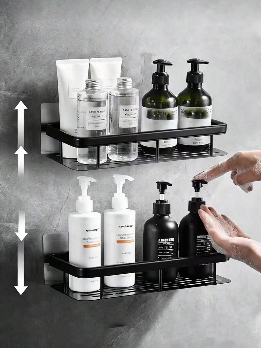 Estantería de ducha autoadhesiva sin perforación - Estante de ducha montado en la pared - Organizador con cesta antioxidante - Almacenamiento para baño y cocina - Accesorios de baño - Multicolor - Ver 1