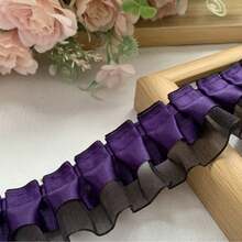 10码紫色蕾丝花边带流苏，适用于连衣裙、半身裙和服装 - 多种尺寸和材质可选，荷叶边下摆布料流苏，可用于DIY工艺品、花卉包装和节日装饰。 - 多色 - 查看 6