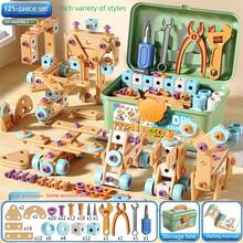 早教DIY工具和玩具，3D DIY拼图玩具，电钻，螺母螺丝紧固工具箱，仿真工程师工具套装，儿童角色扮演玩具，男孩女孩圣诞礼物，逼真工具，角色扮演玩具 - 彩色 - 查看 13