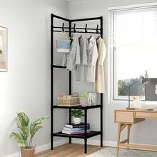 3-Tier Metal Structure Corner Protector With Hooks - Fashionable Storage, Suitable For Bedroom And Living Room, Painted Surface, Independent Design, Perfect For Jackets, Hats And Accessories, Room Decor - Multicolor - View 14