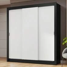 Ropero Closet Madesa 3 Puertas Color Negro y Blanco 01 - Negro y Blanco - Ver 1