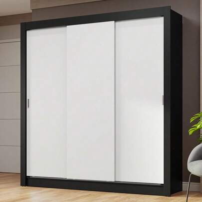  Ropero Closet Madesa 3 Puertas Color Negro y Blanco 01