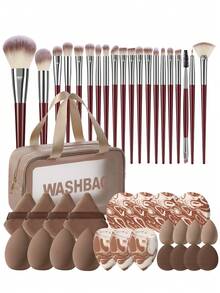 44pcs/7pcs/1pc Complete Makeup Brush Set Includes 20 Soft Makeup Brushes-Such As Translucent Powder Brush, Blush Brush, Contour Brush, Highlighter Brush, Foundation Brush, Nose Contour Brush, Eyeshadow Brush, Eyebrow Brush, Lip Brush, And Detail Brush-Plus 1 Travel-Friendly Waterproof Makeup Bag - Multicolor - View 1
