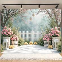 Garden Pattern Backdrop, 1 Count Garden Themed Wall Hanging, Wall Decor Home Living Room Bedroom Office, Ornaments - 彩色 - 查看 4
