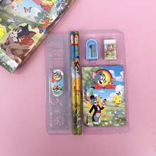 Tom And Jerry Themed Complete Stationery Set - Includes Pencil, Ruler, Sharpener, Eraser, And Notebook, Classic Cartoon Series Essential Supplies, Made Of Durable Quality Materials, Vivid Character Art Design, Gift Box Packaging, Suitable For Back To School, Daily Study, Desk Organization, And Creative Projects - Multicolor - View 3