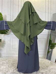 1pc Women's Elegant Solid Color Three-Layer Hooded Robe, Chador, Khimar, Jilbab, Breathable Sun Protection Headscarf, Suitable For Casual Outdoor Wear In All Seasons - Multicolor - View 31