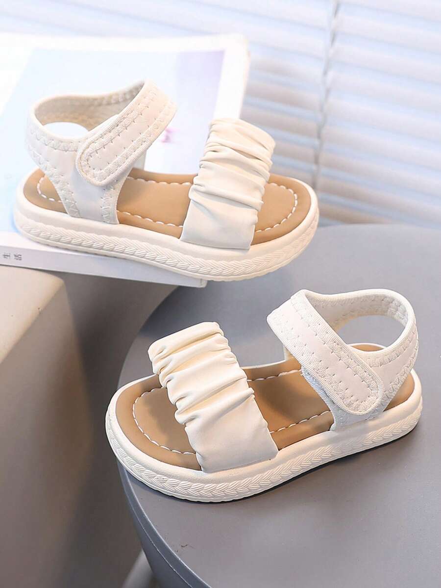 1 Pair Summer Casual Sandals, Made Of Quality Materials, With Edging Design, Soft And Lightweight Sole, Specially Suitable For Toddlers Learning To Walk, Outdoor Play, Versatile Occasions - Beige - View 1