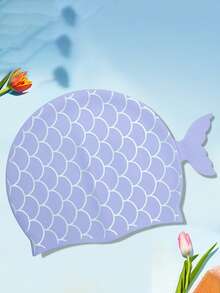 1 Small Silicone Swimming Cap With Small Fish Print Cartoon Cute Waterproof Soft Professional Ear Protection Swimming Cap Suitable For Wearing During Water Activities - Multicolor - View 7