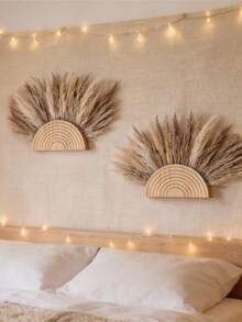 1 pieza Colgante decorativo de pared con patrón de abanico arcoíris neutro, diseño de estallido solar estético, decoración de pared bohemia, con detalles de arco en forma de semicírculo, crea una atmósfera cálida y acogedora, adecuado para sala de estar, dormitorio, fondo de sofá, entrada, pasillo, apartamento, estilo rústico moderno, decoración minimalista del hogar, exhibición de arte de pared, decoración del hogar de temporada - Maple - Ver 10