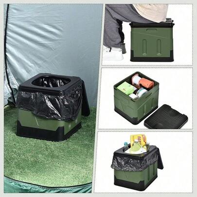 Heavy-Duty 20L Portable Folding Toilet – Includes Detachable Storage Bag, Disposable Liners & Comfort Seat – Reliable Hygienic Option For Long Hikes, Travel & Disaster Preparedness – Thoughtful Gift For Survivalist