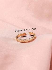 极简主义微镶嵌金星锆石可调节开口戒指，女士配饰 - 金色 - 查看 10