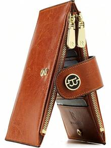 ¡RecomendadoBOSTANTEN Carteras de piel para mujer, con bloqueo RFID, delgado y plegable con bolsillo con cierre¡Top de Temporada - Marrón - Ver 2