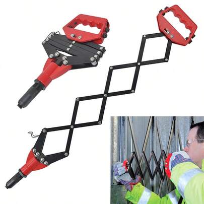 HEAVY DUTY LAZY TONGUE TONG HAND RIVETER RIVET GUN POP RIVETER + 5 NOZZLES KIT K