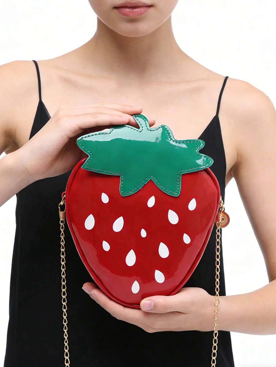 Women's Cute Cartoon Strawberry Shape Chain Shoulder Bag, Suitable For Going Out, Dating, Holidays, And Gift Giving - Multicolor - View 1