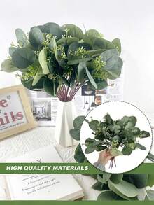 5/10 lá bạch đàn có quả giả trang trí, thích hợp cho nhà cửa, phòng khách, phòng ngủ, sân vườn, đám cưới, giỏ hoa, cửa hàng. - màu xanh lá - Xem 3