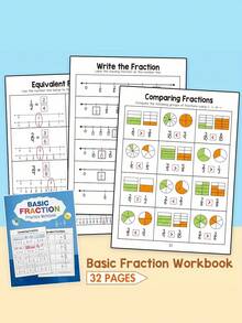 Cuaderno de práctica de fracciones, materiales de aprendizaje de matemáticas, ayudas didácticas cognitivas de matemáticas, útiles escolares de fantasía, adecuados como recompensas de aprendizaje, regalos para vacaciones o cumpleaños, útiles para volver a la escuela, papelería, suministros de aprendizaje de fracciones para el hogar y el aula, herramientas de aprendizaje de fracciones de matemáticas - Multicolor - Ver 3