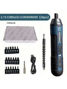 4档扭矩设置无线电动螺丝刀套装，带LED灯，紧凑型多功能拆卸工具 - 彩色 - 查看 14