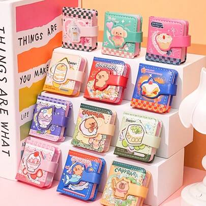 1/2pcs(Random Style),Capybara Mini Notebook, High-Quality Cartoon Sticky Notes, Capybara, Portable Pocket Size, PU Leather Cover, Full-Color Interior Design, Back-To-School Gifts, Cute Office Supplies