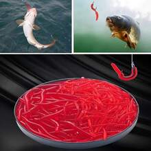 50/100/200pcs Earthworm Soft Bait - Red Maggot Plastic Lure With Bionic Worm Design And Fish Scent - Multicolor - View 6