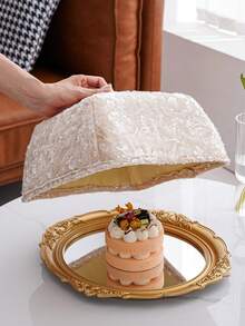 1pc Food Cover,Insulation Cover, Foldable Dining Table Food Cover, Dustproof And Fly Proof Household Vegetable Cover Umbrella, Rectangular Mosquito Proof Kitchen Cover - Champagne - View 9