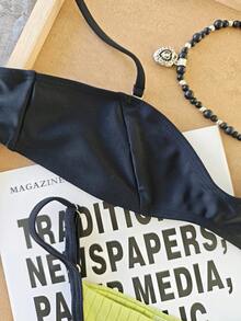 女士新款沙滩度假约会派对性感吊带比基尼套装，春夏款 - 彩色 - 查看 4