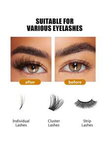 LUJITO 二合一睫毛胶水套装，包含簇状睫毛胶水（5ml+5ml）、镊子、卸胶液（4.5ml），适用于单根睫毛嫁接、单根睫毛粘贴、睫毛膏、个人化妆套装、簇状睫毛套装、睫毛、假睫毛 - 粉色 - 查看 9