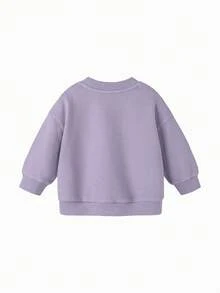 mini bala Baby Young Girl Sweatshirt, Soft Stretch Fabric, Shape-Holding, Comfortable Fit, Minimal Style Spring Casual Top - Pink Purple - View 5