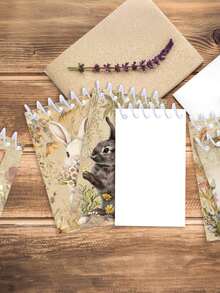 8pcs Happy Easter Party Animals Cartoon Brown Rabbit Daisy Flower Design Mini Notepads Spiral Memo Pad Pocket Notebooks For Birthday Party Supplies - Bunny Series (randomly Mixed) - View 2