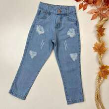 Fashionable Kids Set Bodysuit Jeans Pants Blogger Outfit Girls - Baby Blue - View 4