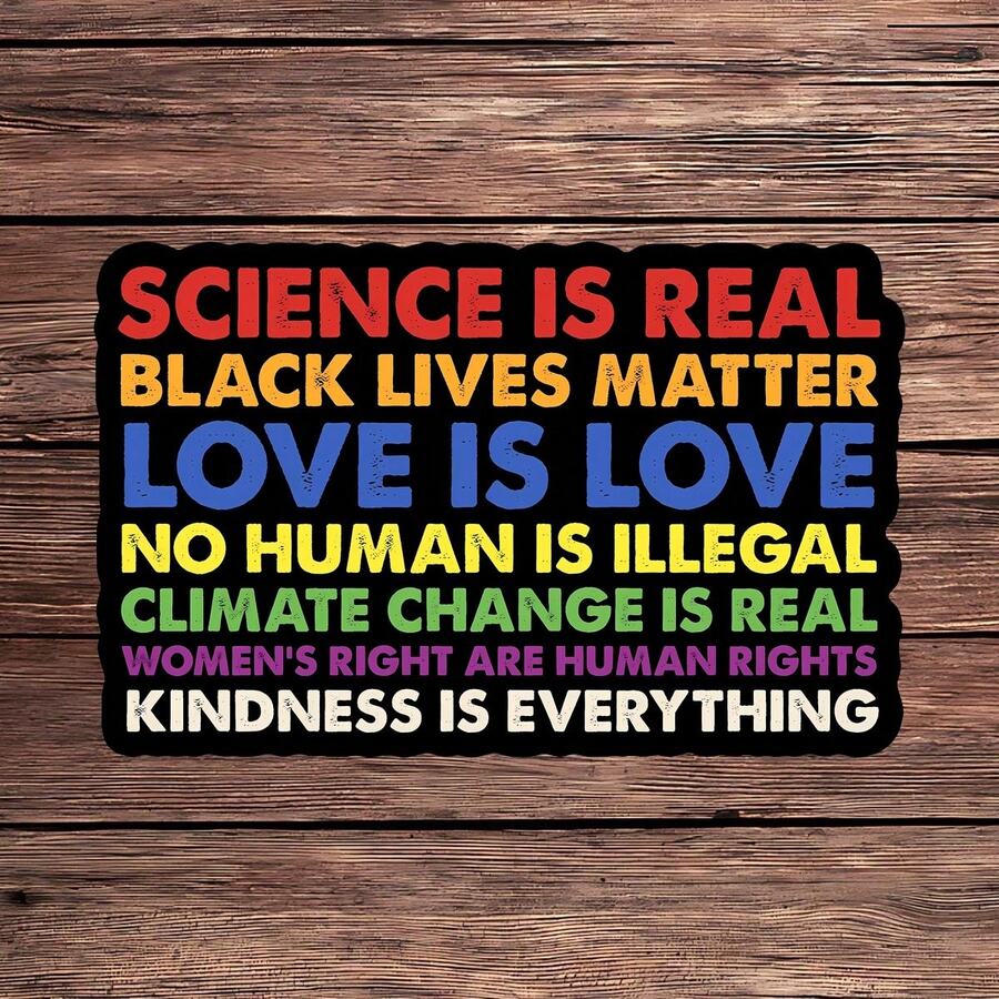 1张“科学是真的”贴纸，可爱彩虹笔记本电脑贴纸，积极语录乙烯基贴纸，友善礼物，防水可撕贴水瓶贴纸 - S1932 - 查看 1