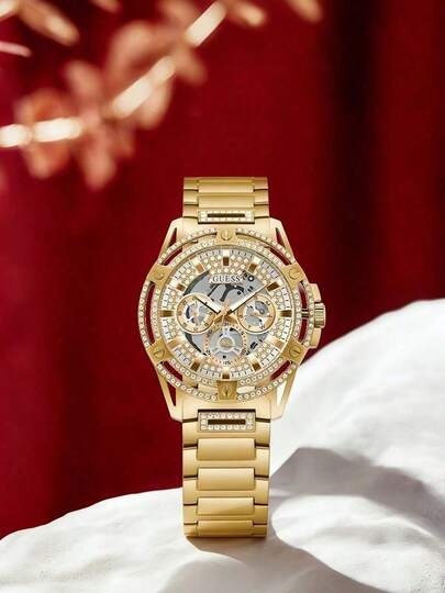  Đồng hồ nam Guess - Dây đeo bằng thép không gỉ, đồng hồ đa chức năng ba mặt số, lựa chọn quà tặng lý tưởng GW0497G2