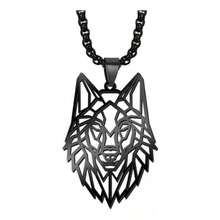 collar dije de lobo colgante en acero inoxidable vikingo cadena lobos salvaje joyería regalo para hombre - como en la foto - Ver 1