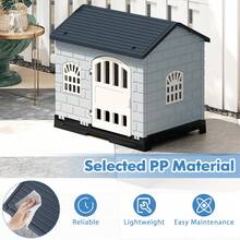 COSTWAY Weatherproof Pet Shelter With Removable Toilet Tray, Grey - one-size - View 4