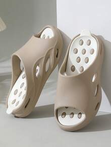 Sandalias casuales de hombre con suela gruesa, antideslizantes, resistentes al agua y transpirables para el verano - Caqui - Ver 5