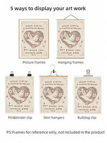 1 件无框“接受有限的失望”励志鸽子墙饰 - 心形和平鸽设计，暖色调可爱动物爱好者礼物，适合女孩卧室、宿舍、家庭办公室、教室，励志名言装饰和最佳礼品之选 - 無框 - 查看 6