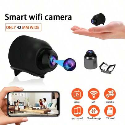 1/2/3pcs Mini Security Camera With Motion Detection, 180° Wide Angle 1080P Pet Camera With Mobile App, Suitable For Home, Room, Office, Outdoor