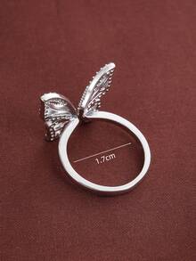 1 pieza Anillo ajustable con diseño elegante de mariposa y circonita cúbica incrustada para mujeres - Multicolor - Ver 6