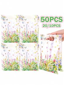 10/20/50个装春季野花礼品袋，蝴蝶塑料礼品包装袋，适用于婚礼、新娘送礼会、婴儿送礼会、周年纪念、蝴蝶主题生日派对用品、春夏假日手提袋、厨房用品、小型企业用品、零售购物袋 - 彩色 - 查看 11