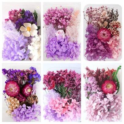 1 Box Random Dried Flowers & Preserved Flowers DIY Material Pack, Soap & Fragrance, Parent-Child Activity DIY Kit, Random DIY Dried Flowers Preserved Flowers Photo Frame, Envelope, Bookmark, Flower Ring And Other Materials