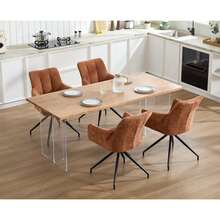 Chairus Set Of 2 360° Swivel Linen Chairs For Kitchen Or Office - Brown - View 7