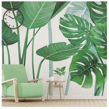 Decoración de pared moderna – Pack de 2 adhesivos de hojas verdes de PVC autoadhesivo e impermeable – Instalación y remoción sencilla – Perfecto para dormitorio, salón, guardería u oficina - 2 piezas - Ver 6