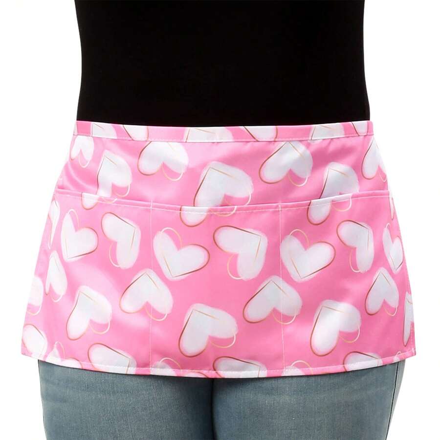 1pc Heart-Shaped Apron With Pockets, Adjustable Chef Apron Suitable For Kitchen, Cooking, Barbecue - A - View 1