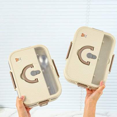 1500ML 4/5 Grids Cartoon Pattern 304 Stainless Steel Lunch Box, Leak-Proof Fruit Salad Food Container With Tableware & Soup Bowls, Microwave , Portable Large Capacity Bento Box, Suitable For Students And Adults Use In Home, School, Office, Picnic, Camping,Back To School