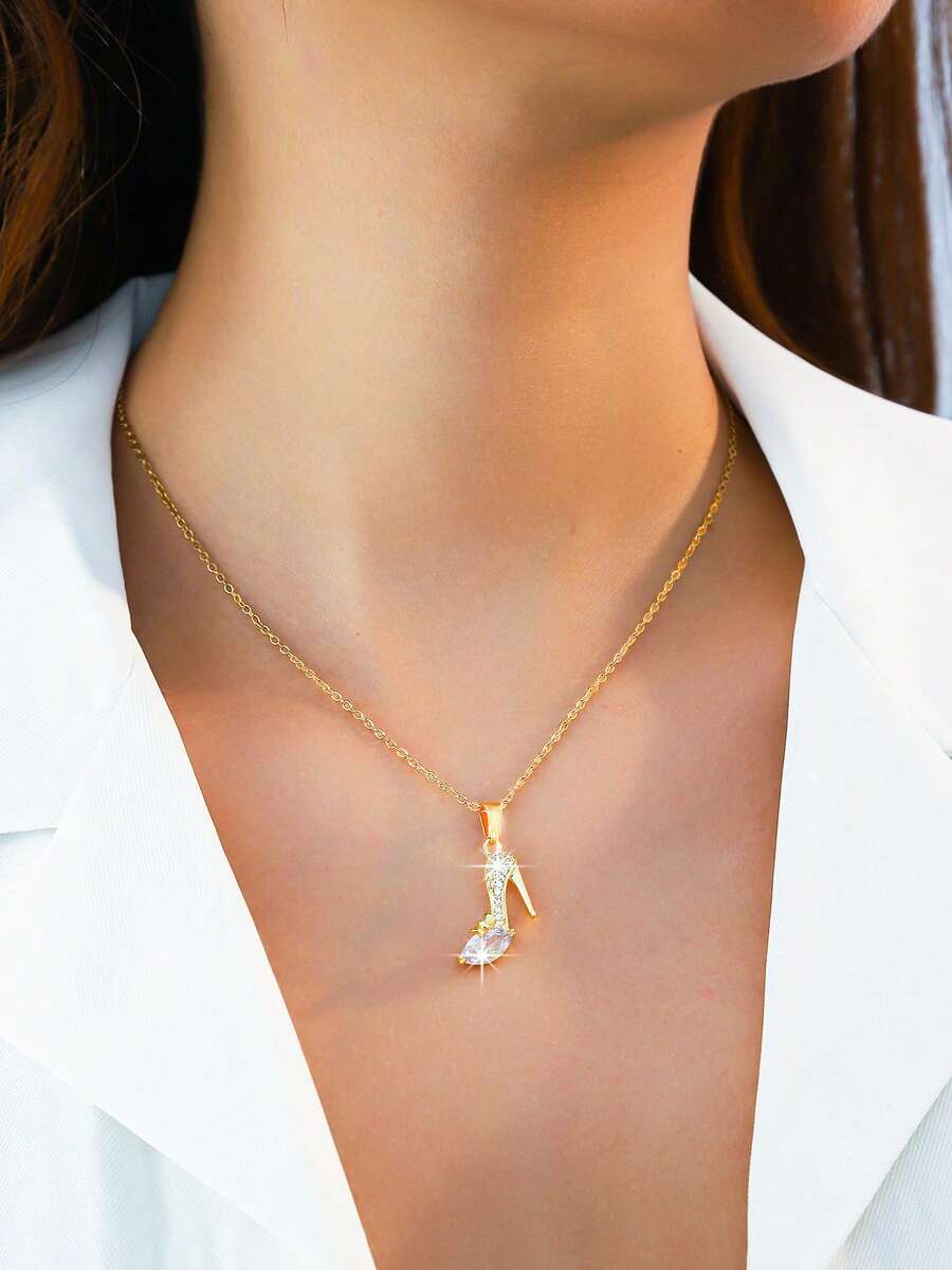 1pc Women's High Heel Pendant Necklace, Delicate Design, Unique And Lively, Suitable As Gift For Girlfriend, Best Friend, Valentine's Day, Versatile Wear - Multicolor - View 1