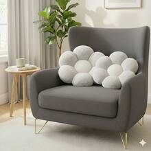 Daisy Flower Shaped Ultra Soft Plush Seat Cushion / Floor Pillow - 45x45 Cm - Made In Turkey - Light Grey - View 2