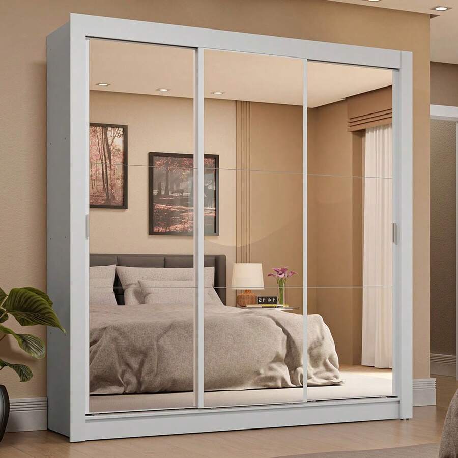 Ropero Closet Madesa 3 Puertas 3 Espejos Color Blanco 02 - Blanco - Ver 1