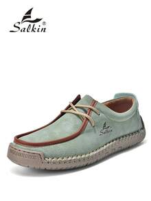 Salkin 新款时尚设计师女士休闲鞋，现代生活，触手可及的奢华。手工运动鞋、系带乐福鞋，轻便透气，柔软舒适，防滑耐磨，仿麂皮材质，适合户外、连衣裙、牛仔裤等日常穿着，中年、年轻、学生皆宜，春夏秋季皆可穿着，也是馈赠佳品。 - 薄荷綠 - 查看 3
